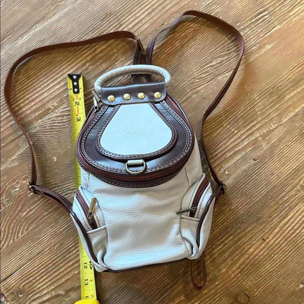 VA Made In Italy Stylish gray and Brown Leather Backpack/Bag